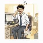 会社で眠そうな人のイラスト