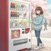 自販機で飲料を購入するイラスト